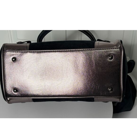 Juicy Couture Classic Scottie Dog Tote Bag Black Velour Metallic Trim HTF Viral - Picture 9 of 15